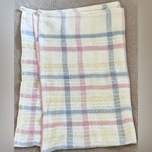 Vintage Pastel Basket Weave Cotton Baby Blanket Blue Pink White Beacon? WPL 1675